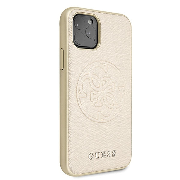 iphone-11-pro-max-case-hulle-guess-saffiano-circle-cover-gold