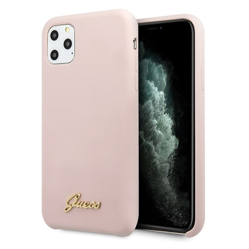 iPhone 11 Pro Max Hülle -Guess Silikon Vintage Cover Rosa