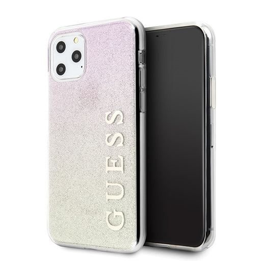 Guess Hülle für iPhone 11 Pro Gold Rosa hard case Gradient Glitter