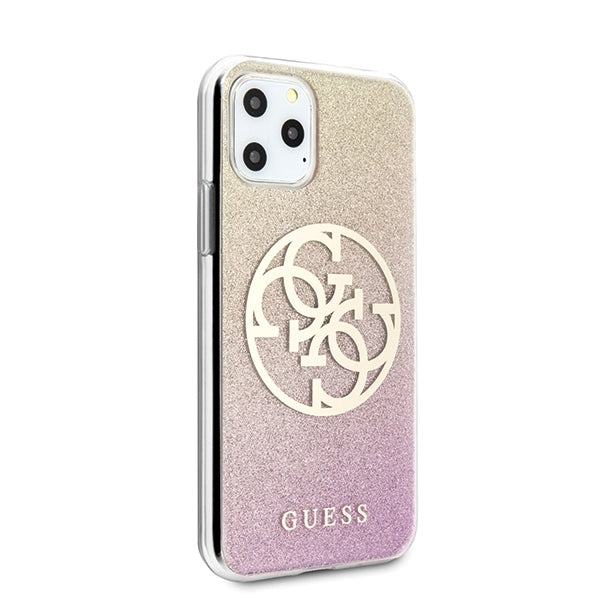 iphone-11-pro-hulle-guess-4g-glitter-circle-cover-gold-rosa
