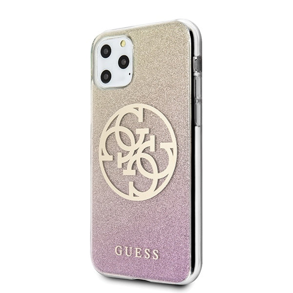 iphone-11-pro-max-hulle-guess-4g-glitter-circle-cover-gold-rosa