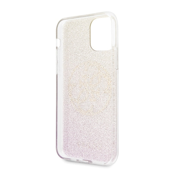 iPhone 11 Pro Max Hülle -Guess 4G Glitter Circle Cover Gold/rosa