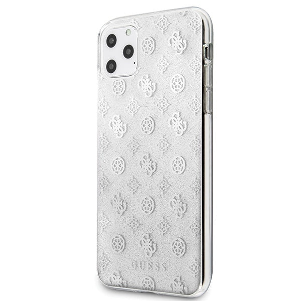 iphone-11-pro-max-handyhulle-guess-4g-peony-glitter-silber