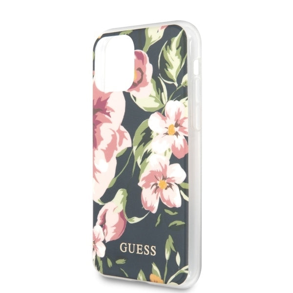 iPhone 11 Pro Max Case Hülle -Guess Flower Shiny N.3 Cover Navy