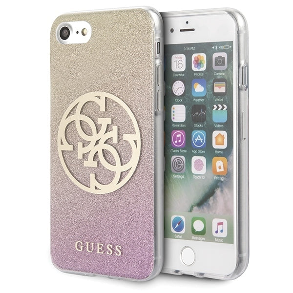 iPhone 7/8/SE2020 Hülle Guess Glitter 4G Circle Cover Rosa Gold