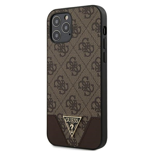 Schutzhülle Guess iPhone 12/12 Pro 6,1" /braun hardcase 4G Triangle Collection
