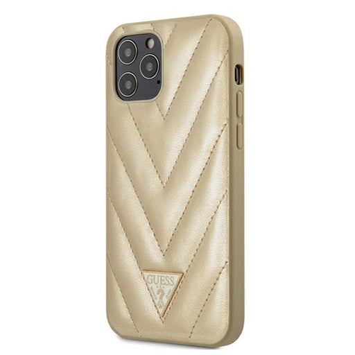 Schutzhülle Guess iPhone 12/12 Pro 6,1" /gold hardcase V-Quilted Collection
