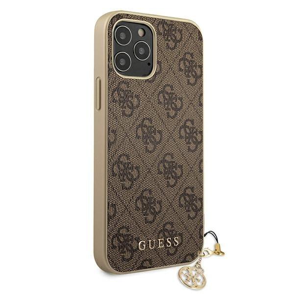 Guess - 4G Charms - iPhone 12, 12 Pro (6.1) Braun - Hard Case Braun Handyhülle