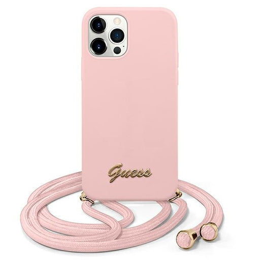 Guess Hülle für iPhone 12 Pro Max 6,7" /Rosa hardCase Metal Logo Cord