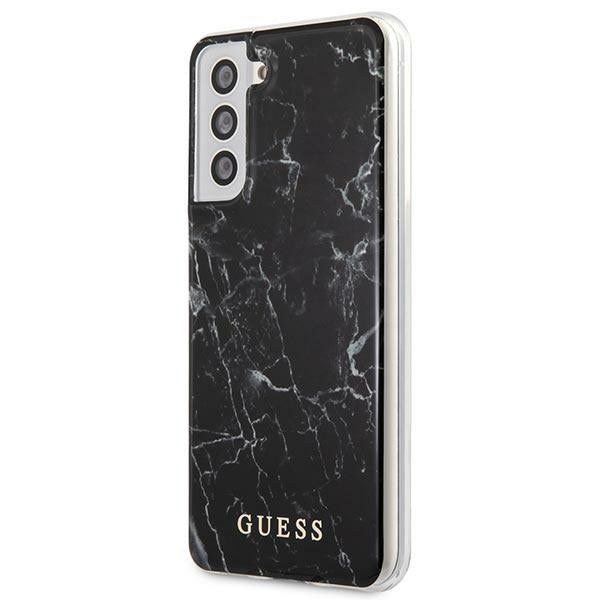 guess-hulle-fur-samsung-s21-g996-schwarz-hardcase-marble