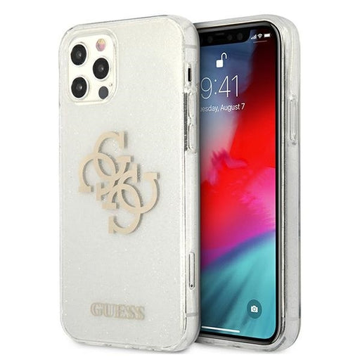 Guess Hülle für iPhone 12 Pro Max 6,7" transparent hard Case Glitter 4G Big Logo