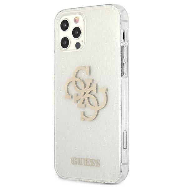 Guess Hülle für iPhone 12 Pro Max 6,7" transparent hard Case Glitter 4G Big Logo