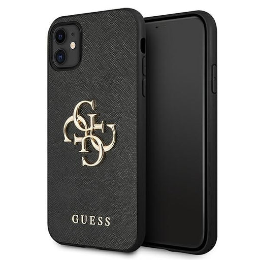 Guess Hülle für iPhone 11 6,1" / Xr /schwarz hardCase Saffiano 4G Metal Logo