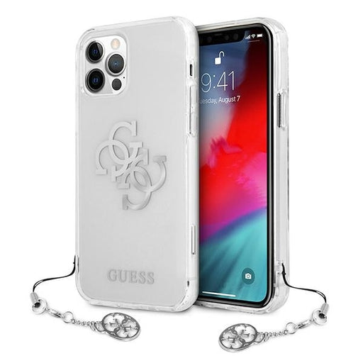 Guess Hülle für iPhone 12 Pro Max 6,7" Transparent Case 4G silber Charms Collection
