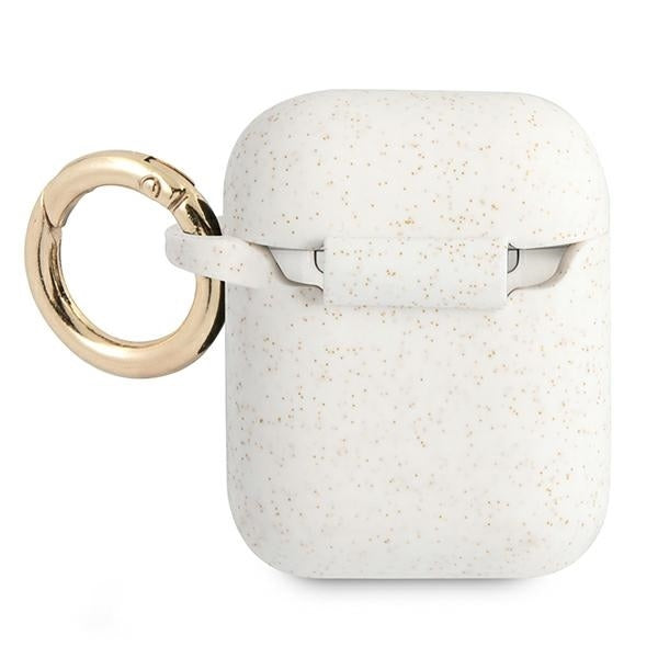 Guess Hülle Für AirPods cover /weiss Silikon Glitter