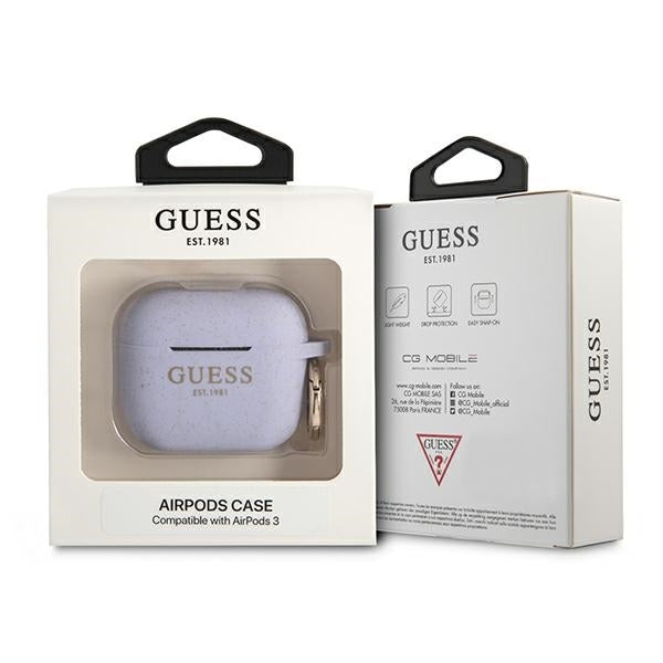 Guess Hülle für AirPods 3 cover purple Silikon Glitter