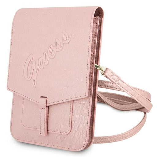 Guess Universal Tasche Hülle für Smartphone Geldbörse Pink Saffloo-Skript