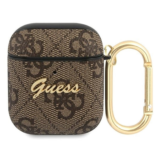 Guess Hülle Für AirPods cover /braun 4G Script Metal Collection