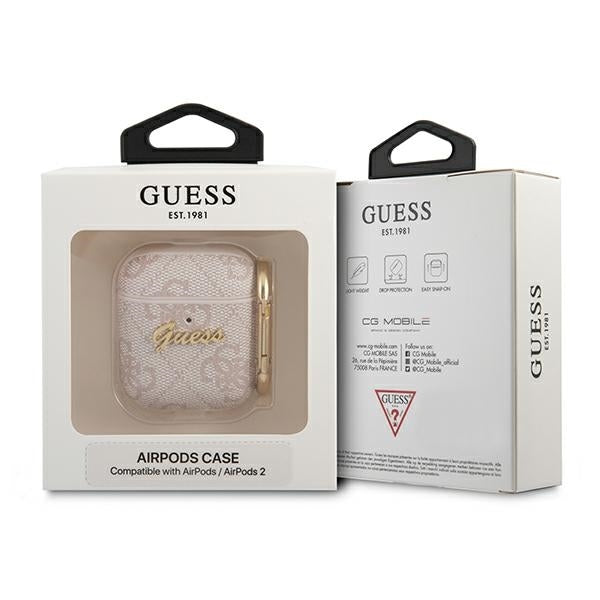Guess Hülle Für AirPods cover /Rosa 4G Script Metal Collection