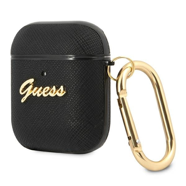 guess-hulle-fur-airpods-cover-schwarz-saffiano-script-metal-collection