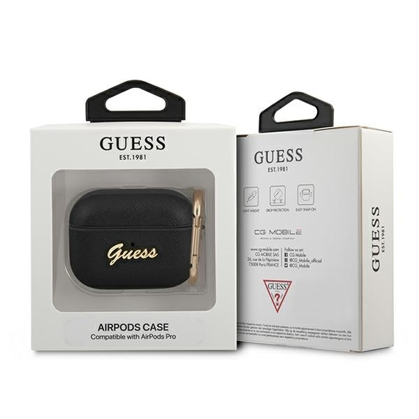 guess-hulle-fur-airpods-pro-cover-schwarz-saffiano-script-metal-collection