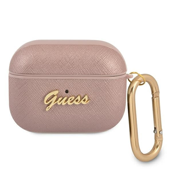 Guess Hülle Für AirPods Pro cover /Rosa Saffiano Script Metal Collection