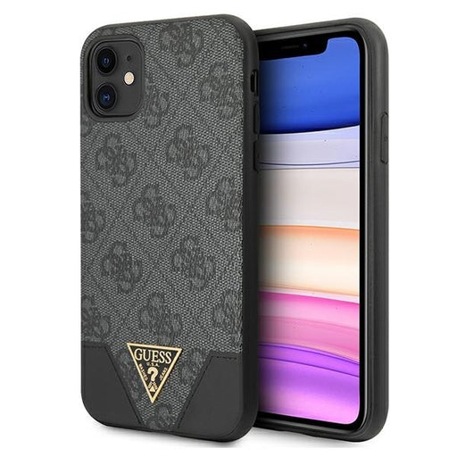 Guess Hülle für iPhone 11 6,1" / Xr /Grau hardCase 4G Triangle Collection