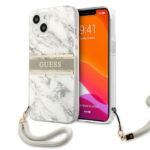 Guess Hülle für iPhone 13 mini 5,4" /Grau hardCase Marble Strap Collection