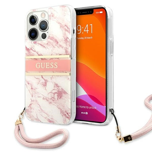 Guess Hülle für iPhone 13 Pro Max 6,7" /Rosa hardCase Marble Strap Collection