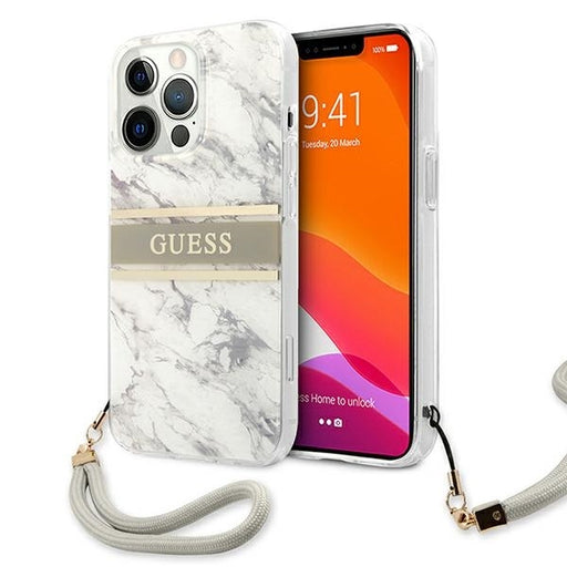 Guess Hülle für iPhone 13 Pro / 13 6,1" /Grau hardCase Marble Strap Collection