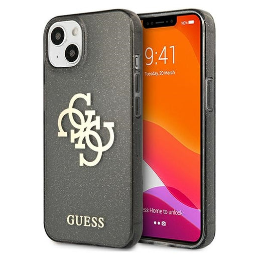 Guess Hülle für iPhone 13 6,1" /schwarz hard Case Glitter 4G Big Logo