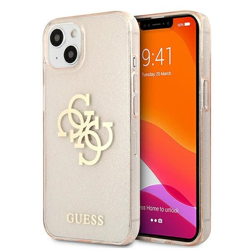 Guess Hülle für iPhone 13 6,1" /gold hard Case Glitter 4G Big Logo