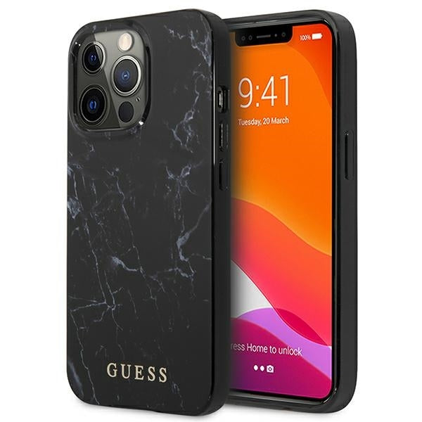 Guess Hülle für iPhone 13 Pro Max 6,7" /schwarz hardCase Marble