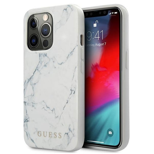 Guess Hülle für iPhone 13 Pro / 13 6,1" /weiss hardCase Marble