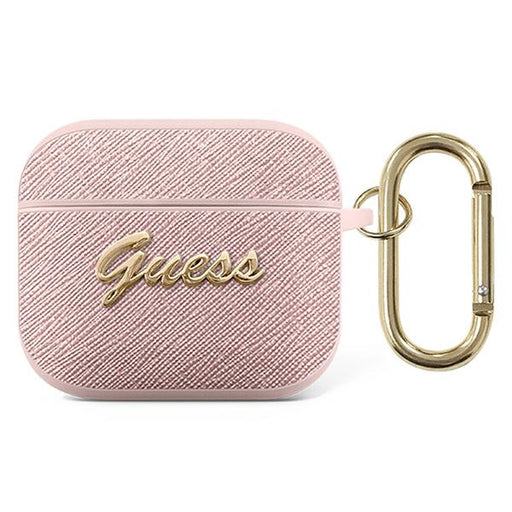 Guess Hülle Für AirPods 3 cover /Rosa Saffiano Script Metal Collection