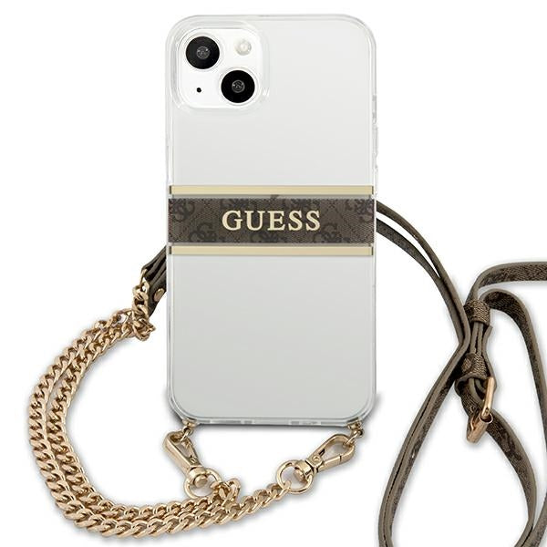 guess-hulle-fur-iphone-13-6-1-transparent-hardcase-4g-braun-strap-gold-chain
