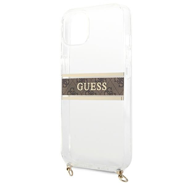 guess-hulle-fur-iphone-13-6-1-transparent-hardcase-4g-braun-strap-gold-chain