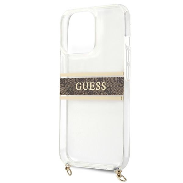 guess-hulle-fur-iphone-13-pro-13-6-1-transparent-case-4g-braun-strap-gold-chain