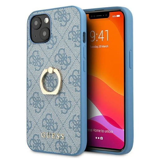 Guess Hülle für iPhone 13 6,1" /blau hardCase 4G with ring stand