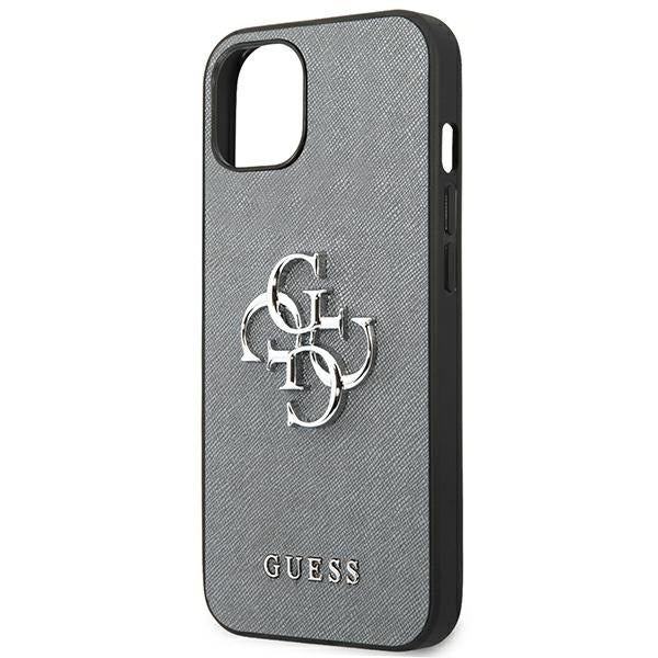 guess-hulle-fur-iphone-13-mini-5-4-grau-hardcase-saffiano-4g-metal-logo