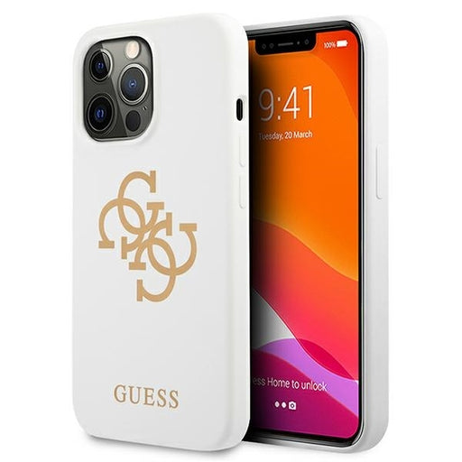 Guess iPhone 13 Pro / 13 Weiss Hülle case Silikon 4G Logo