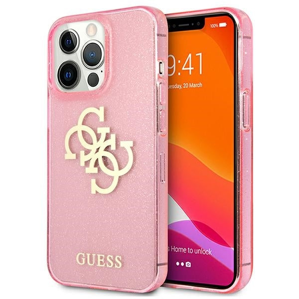 Guess Hülle für iPhone 13 Pro / 13 6,1" /Rosa hard Case Glitter 4G Big Logo