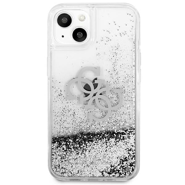 guess-hulle-fur-iphone-13-6-1-silber-hardcase-4g-big-liquid-glitter
