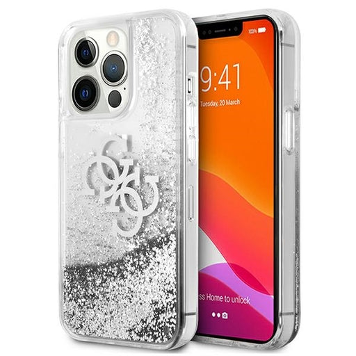 Guess Hülle für iPhone 13 Pro / 13 6,1" /Silber hardCase 4G Big Liquid Glitter