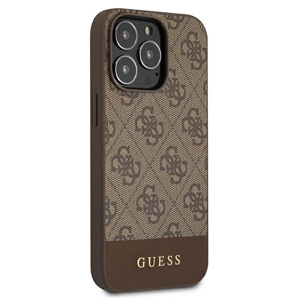 guess-hulle-fur-iphone-13-pro-13-6-1-braun-hard-case-4g-stripe-collection