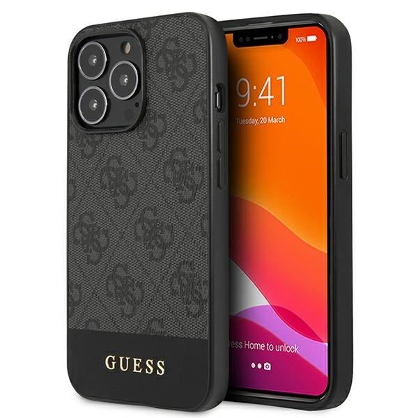 Guess Hülle für iPhone 13 Pro Max 6,7" /Grau hardCase 4G Stripe Collection