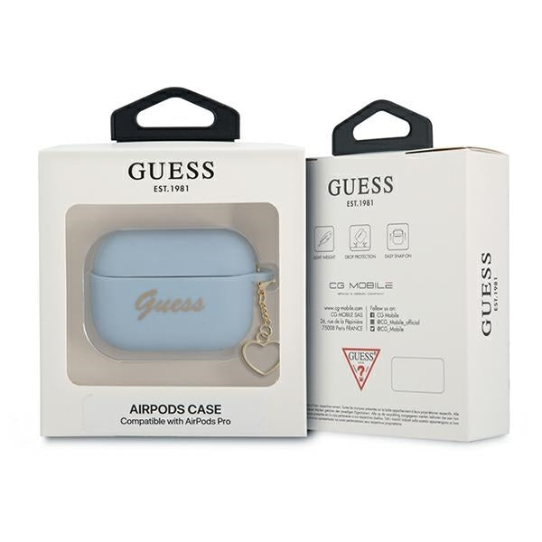 Guess AirPods Pro Hülle rosa/blue Silikon Charm Heart Collection