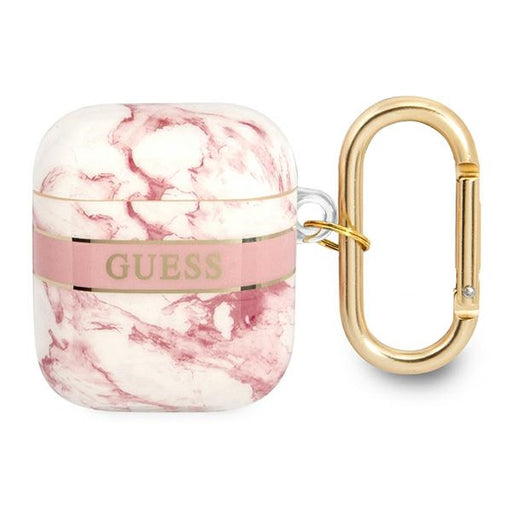 Guess Hülle Für AirPods cover /Rosa Marble Strap Collection