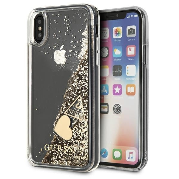 Guess Hülle für iPhone X/Xs gold hard case Glitter Charms
