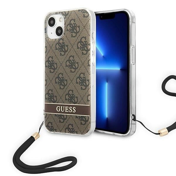 Guess Hülle für iPhone 14 6,1" /braun hardCase 4G Print Strap